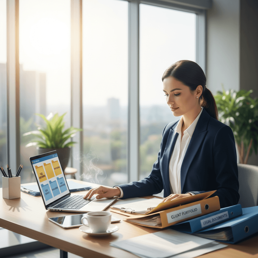 Immigration paralegal managing green card application case files